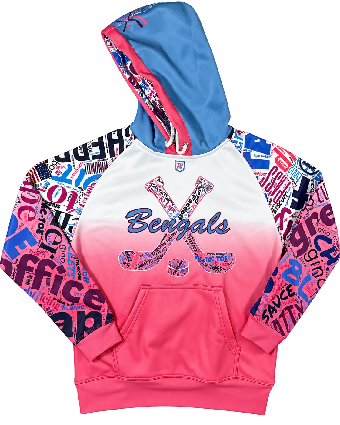 Blaine Pink & Blue Word Scramble Sweatshirt custom team product by WyldRyd Customs