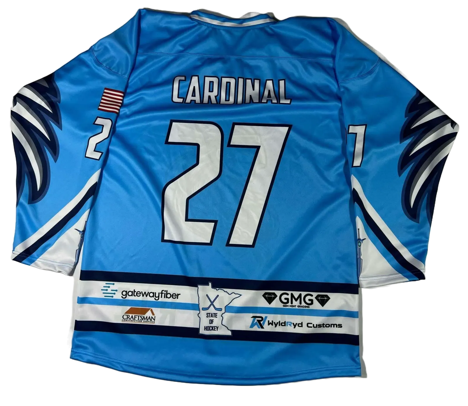 Valkyrie Jersey Blue Back custom team product by WyldRyd Customs