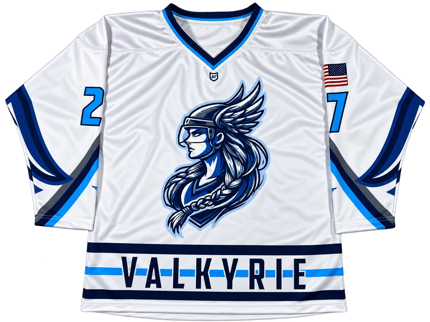Valkyrie Jersey White Front custom team product by WyldRyd Customs
